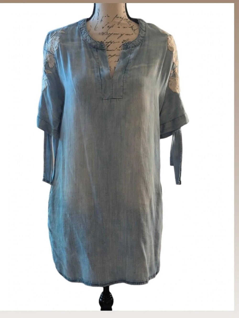 Blue Rain Light Blue Embroidered Shoulder Tunic